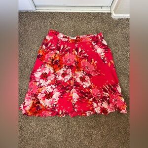 Old Navy Skirt‎ Size XL Knee Length Unlined Red Floral Lightweight